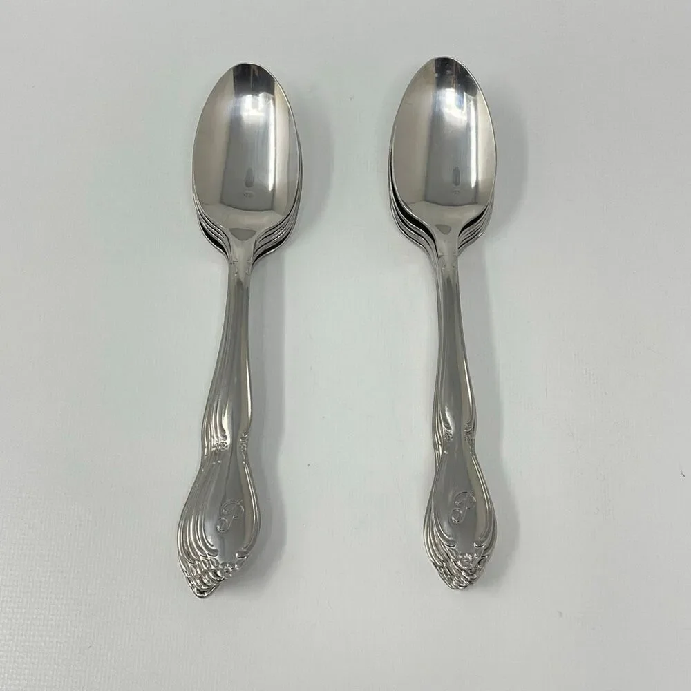 Lot of 16 Custom Craft Stainless Steel Flatware Spoon Spoons Korea Monogram P 6